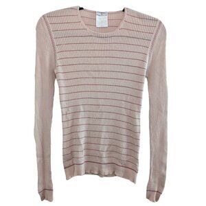 Chanel Vintage Light Pink Glitter Cashmere Blend Sweater 03A 2003 FR44 S M 6 8